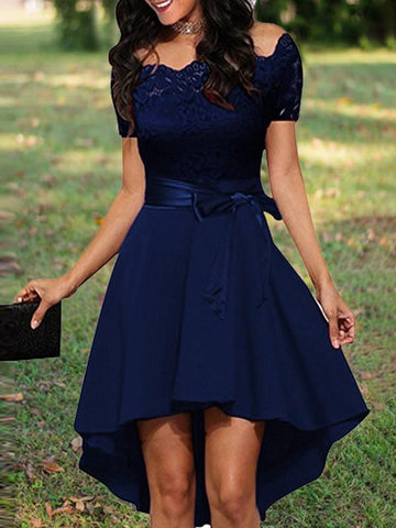 Airchics mi-longue robe avec dentelle court devant longue derriere patineuse élégant de cocktail